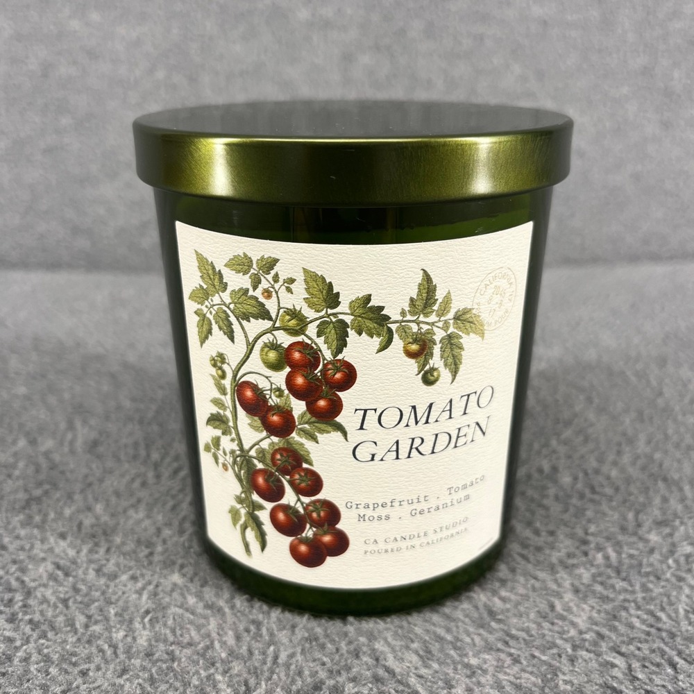 Leoben Company Tomato Garden Candle 9oz Green Jar Grapefruit Moss Geranium New